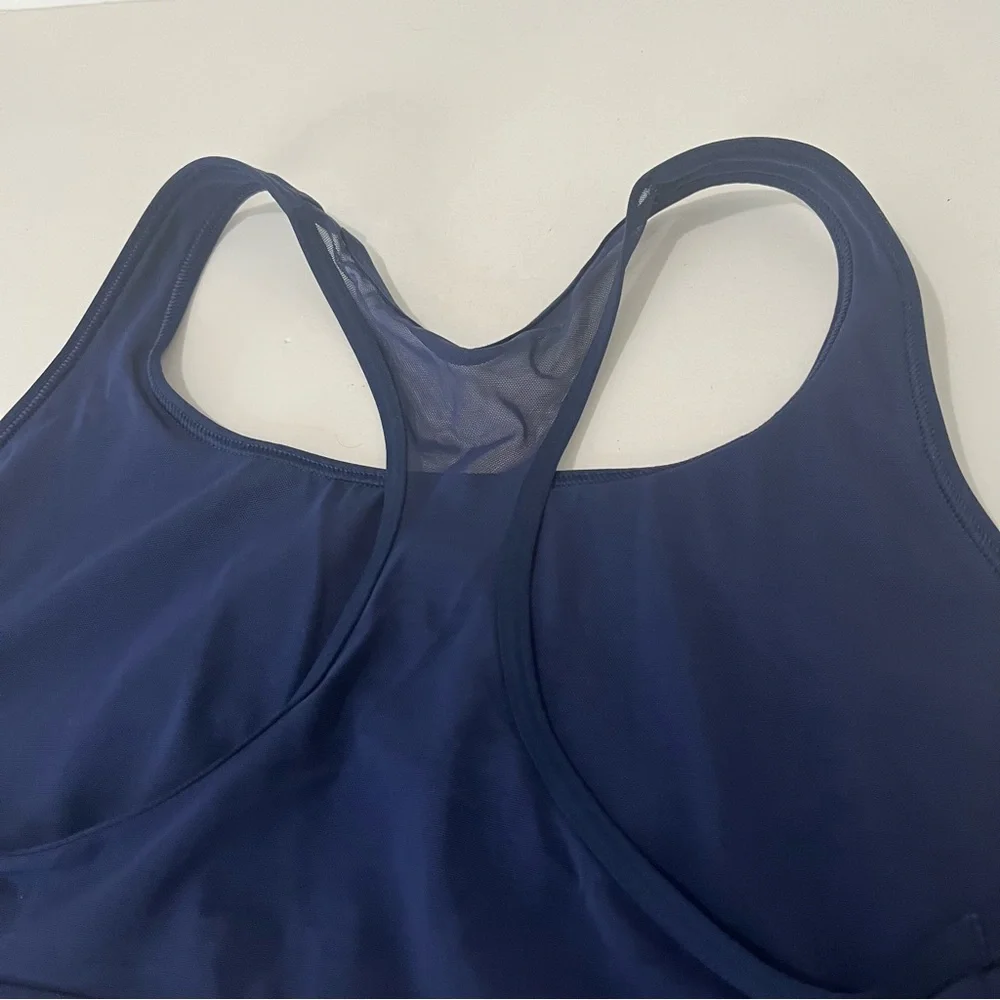 Victoria Sport VS Logo Navy Blue Sports Bra Mesh Racerback Womens Size L